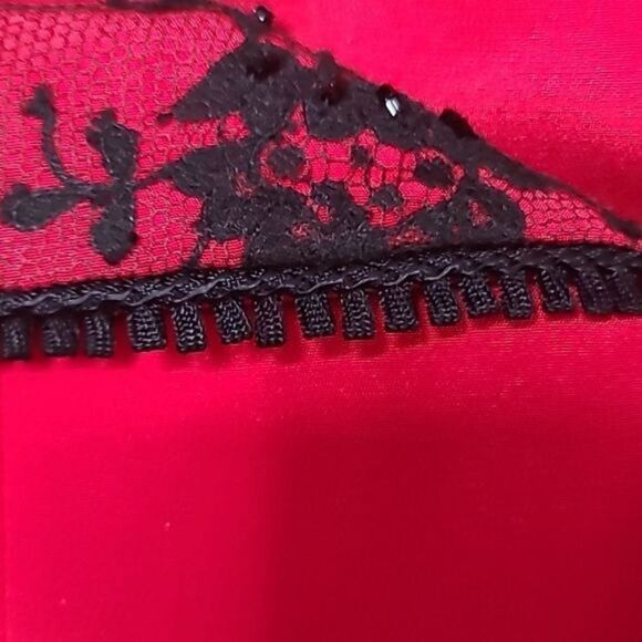 Vintage  Mira Couture Red Black Lace Soft Goth Designer Blazer - Picture 16 of 16